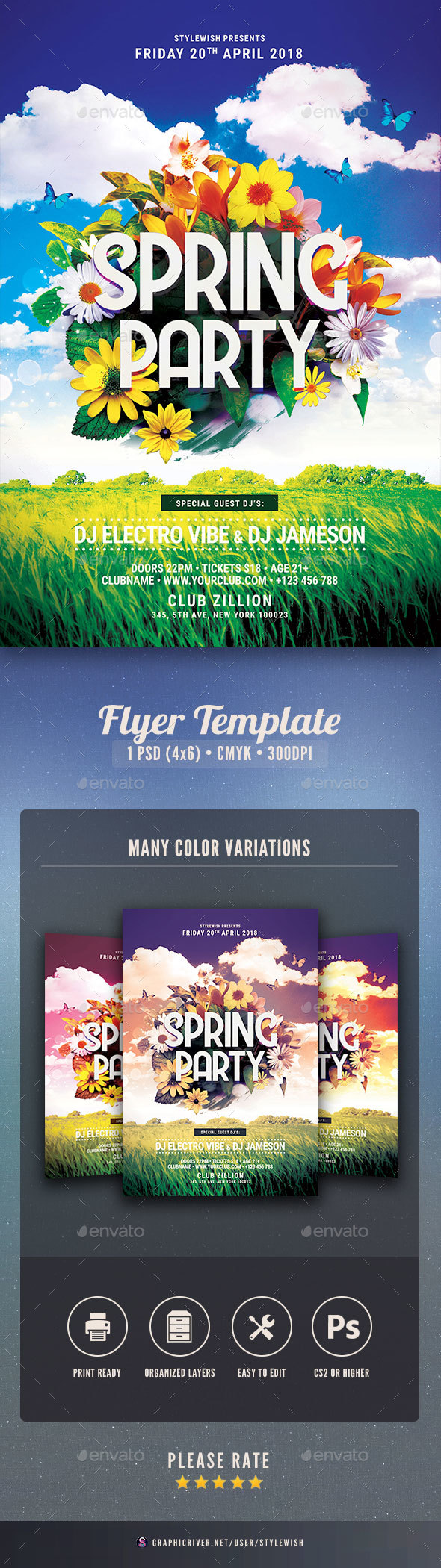 Spring Party Flyer - Clubs & Parties Events