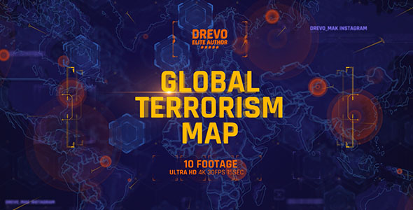 Global Terrorism Map 4K/Politics and Economic Presentations/ World Terror Infographic/ Bomb & Weapon