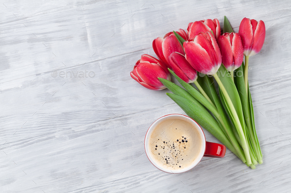 Red tulip flowers bouquet - Stock Photo - Images