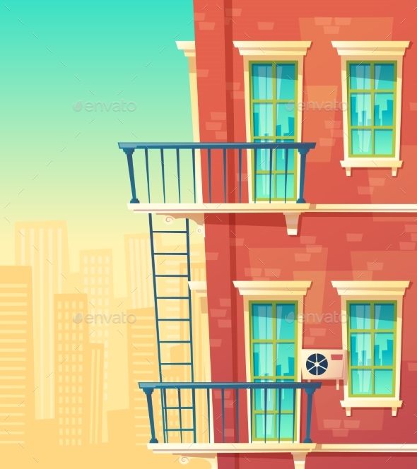 Vector Illustration of House Facade Element - Buildings Objects