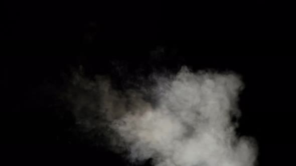 Water Vapor, White Jet of Vapour Steam Under Pressure on Black Background alt