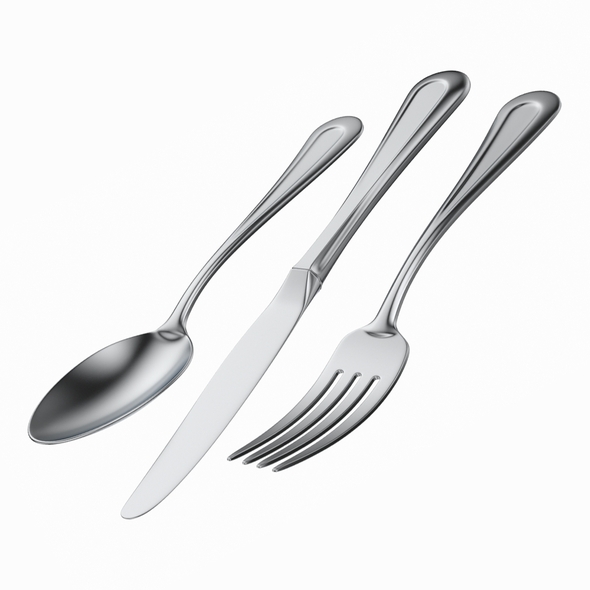 Table Dinner Cutlery 3 Items Set 3D model - 3DOcean Item for Sale