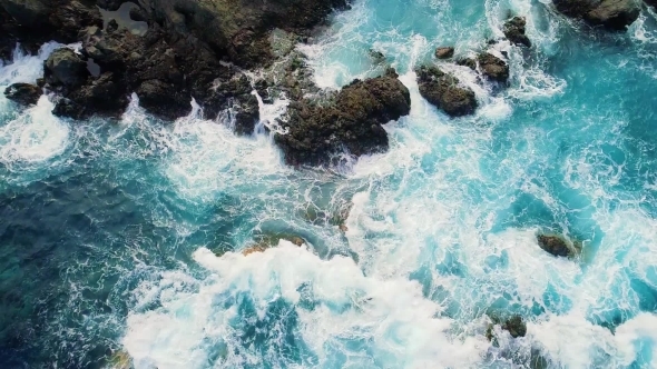 Top Down View of Waves and Clifs