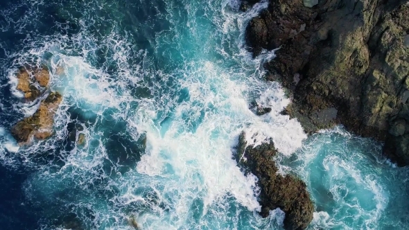 Top Down View of Waves and Clifs