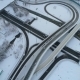 Freeway Intersection Snow-covered in Winter.