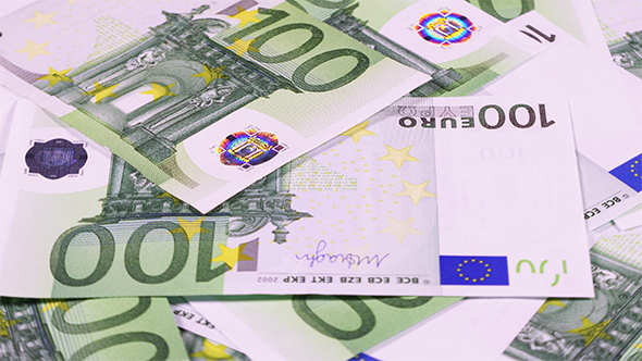 Green 100 Euro Banknotes Rotate