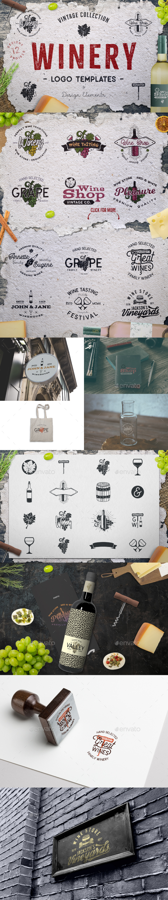 Winery Logo Designs & Wine Elements - Badges & Stickers Web Elements