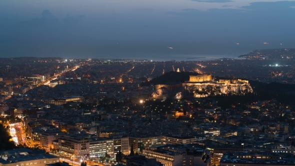 View of Athens and the Acropolis from the Mount Lycabettus alt