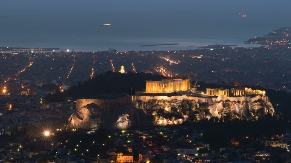 View of Athens and the Acropolis From the Mount Lycabettus alt
