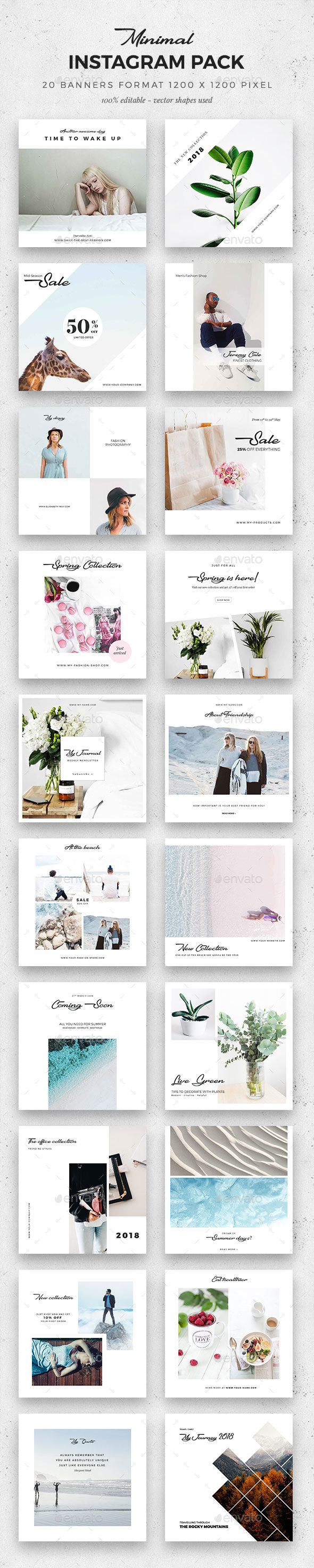 Minimal Instagram Pack - Social Media Web Elements