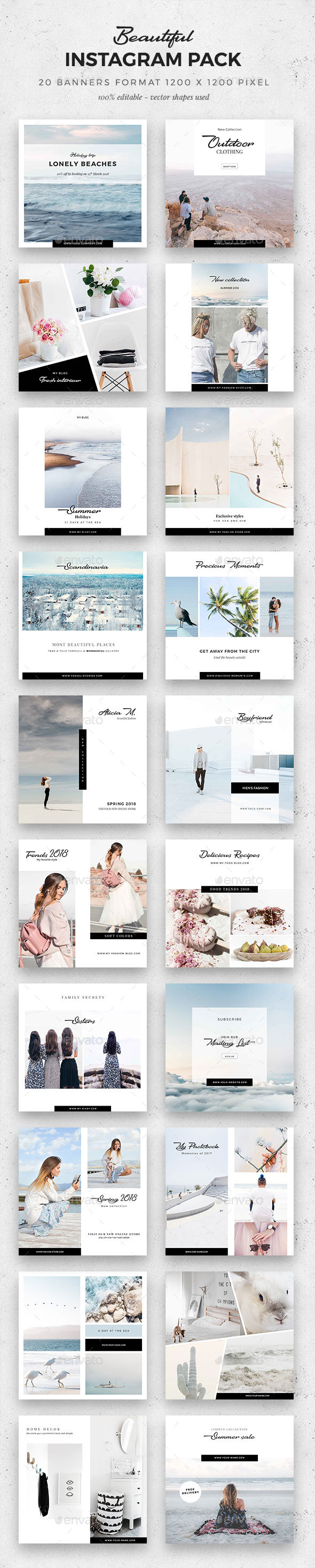 Beautiful Instagram Pack - Social Media Web Elements
