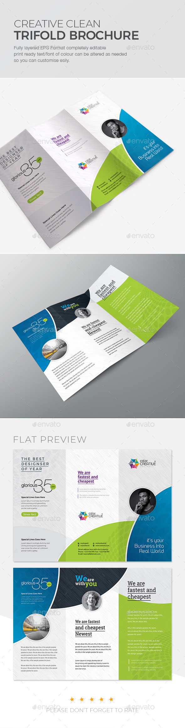 Clean Tri-fold Brochure - Corporate Brochures