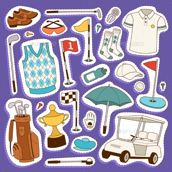 Golf Player Clothes and Accessories Vector - Sports/Activity Conceptual