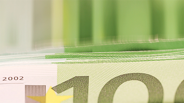 Euro Banknotes in The Counting Machine