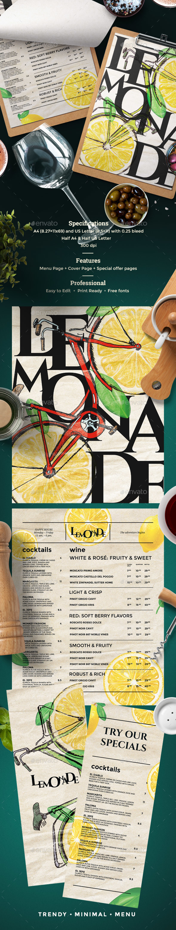Drinks Menu - Food Menus Print Templates