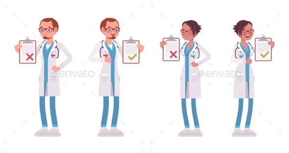 Male and Female Doctor with Clipboard - Health/Medicine Conceptual
