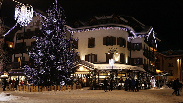 Christmas Tree in The Town of Madonna Di Campiglio