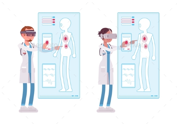 Male and Female Doctor Doing Vr Diagnostics - Health/Medicine Conceptual
