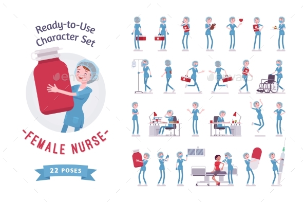 Female Nurse Ready-to-use Character Set - Health/Medicine Conceptual