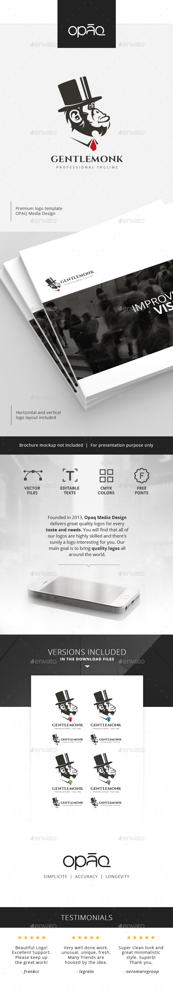 Gentleman Monkey Logo - Animals Logo Templates