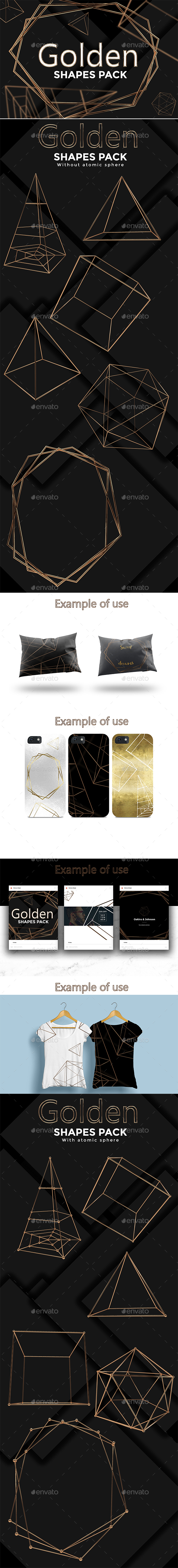 Golden Shapes Pack - Objects 3D Renders