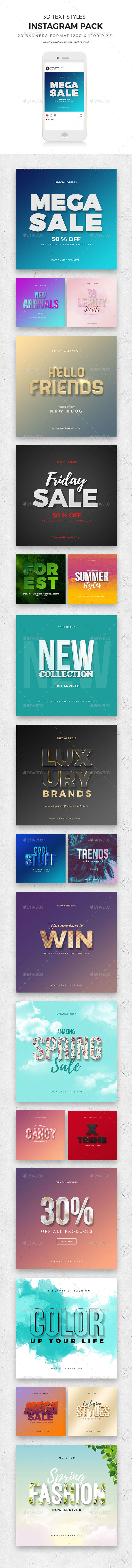 3D Text - Social Media Pack - Social Media Web Elements