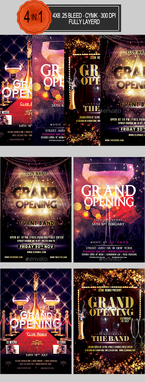 Grand Opening Flyer Bundle - Clubs & Parties Events