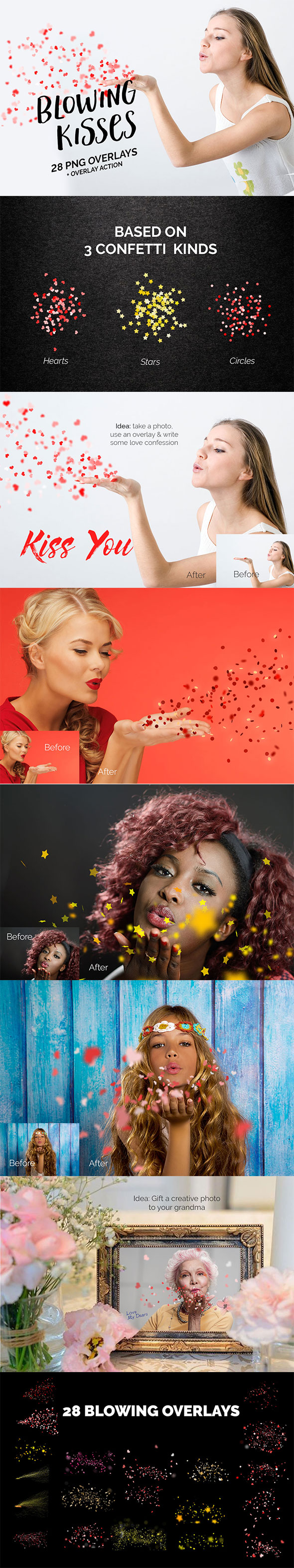 28 Blowing Kisses Photo Overlays - Photo Effects Actions