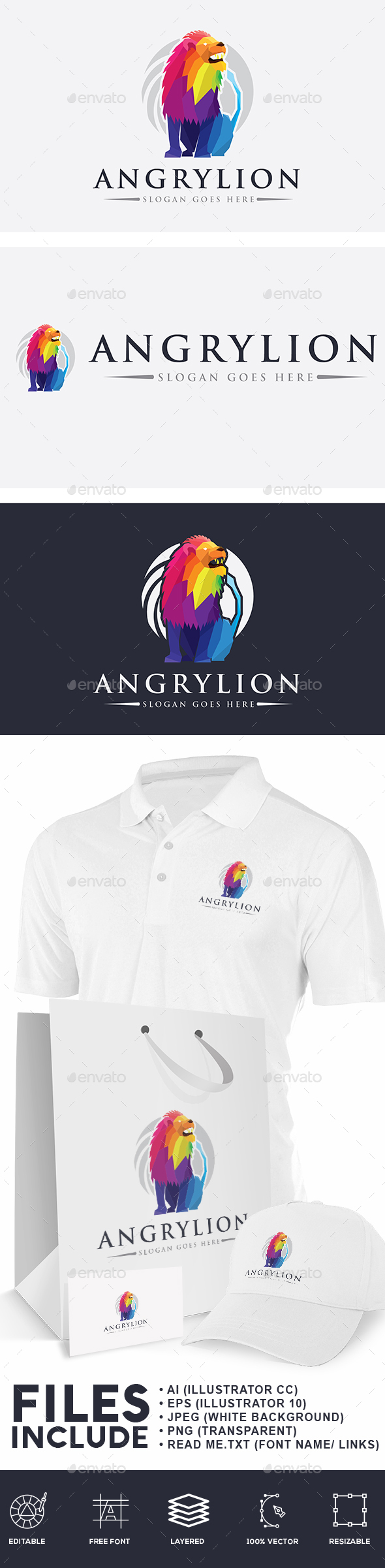 Angry Lion Logo - Animals Logo Templates