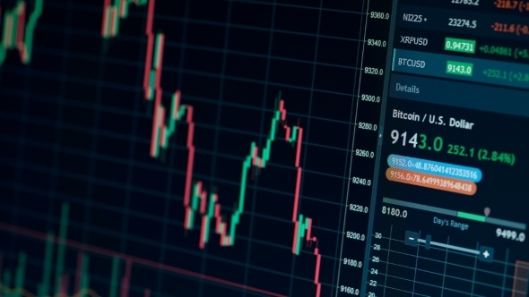 Stock Market Online Downtrend Chart of Bitcoin Currency - Investment, E-commerce, Finance Concept alt