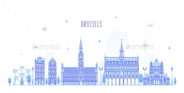 Brussel Skyline Belgium Vector City Buildings - Buildings Objects
