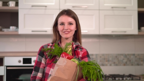 Woman Been Shopping for Healthy Food