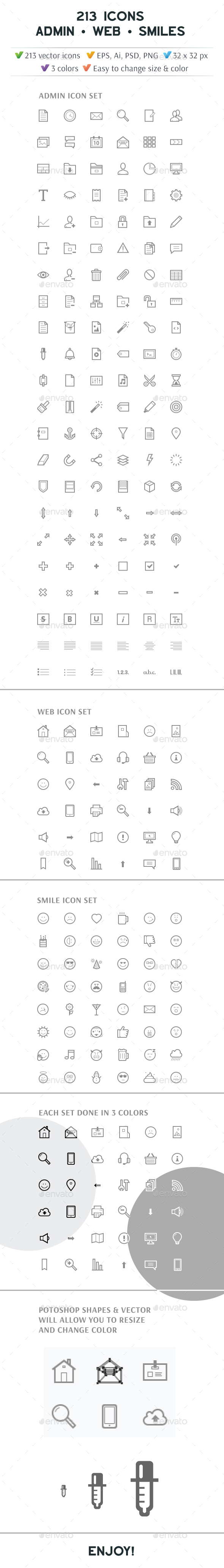 213 Admin • Website • Smiles Icon Set - Web Icons