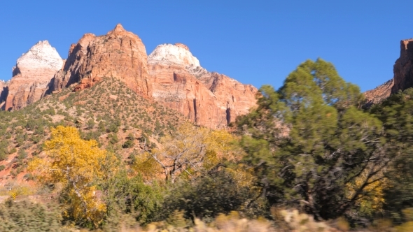 Movement, View From The Car On A High Red Mountain Zion National Park . alt