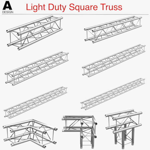 Light Duty Square Truss (Collection 9 Modular Pieces) - 3DOcean Item for Sale