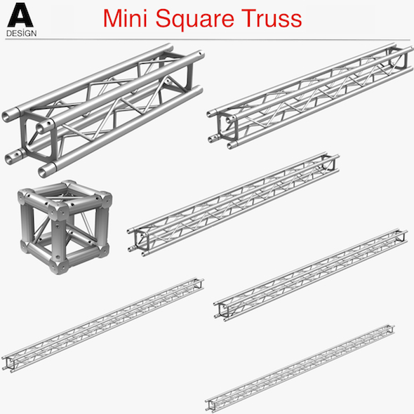 Mini Square Truss (Collection 7 Modular Pieces) - 3DOcean Item for Sale