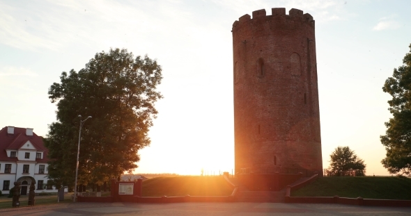 Kamyenyets, Brest Region, Belarus Tower Of Kamyenyets In Sunset Or Sunrise Time alt