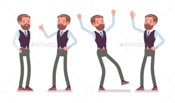 Handsome Male Office Employee Feeling Positive - Business Conceptual
