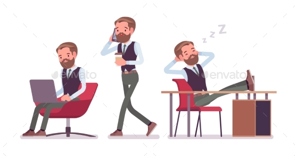 Male Office Employee at Work - Business Conceptual