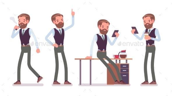 Male Office Employee Working - Business Conceptual