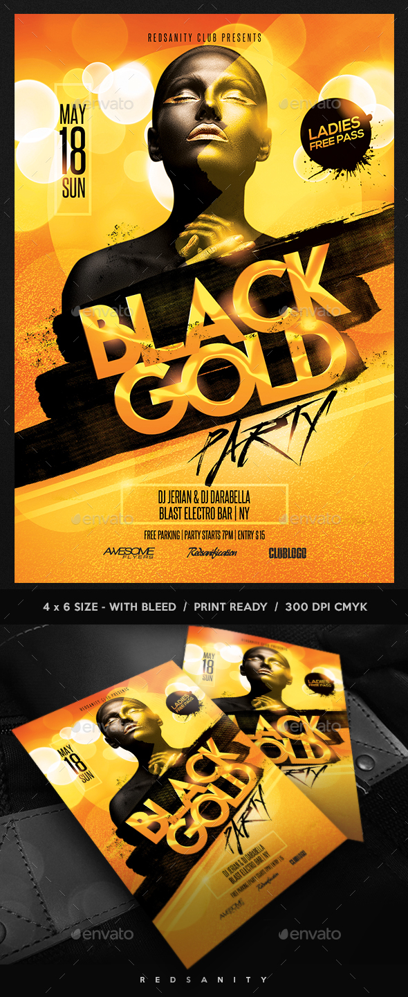 Black Gold Party Flyer - Clubs & Parties Events