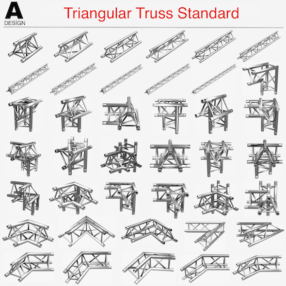 Triangular Truss Standard (Collection 41 Modular Pieces) - 3DOcean Item for Sale