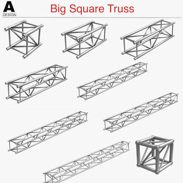Big Square Truss (Collection 10 Modular Pieces) - 3DOcean Item for Sale