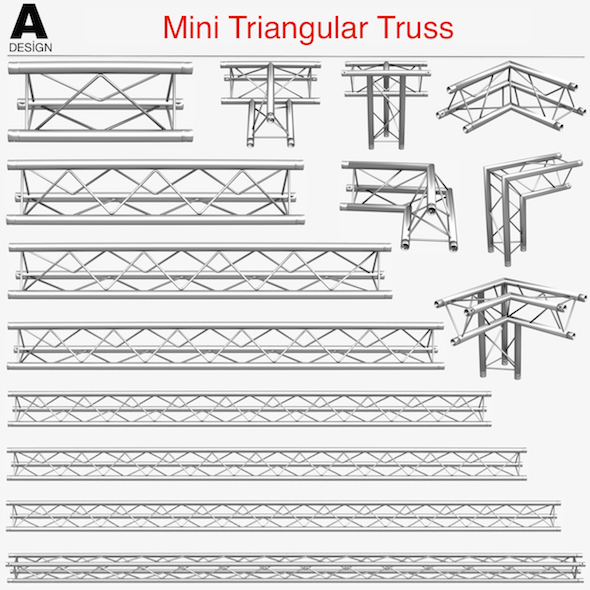 Mini Triangular Truss (Collection 14 Modular Pieces) - 3DOcean Item for Sale