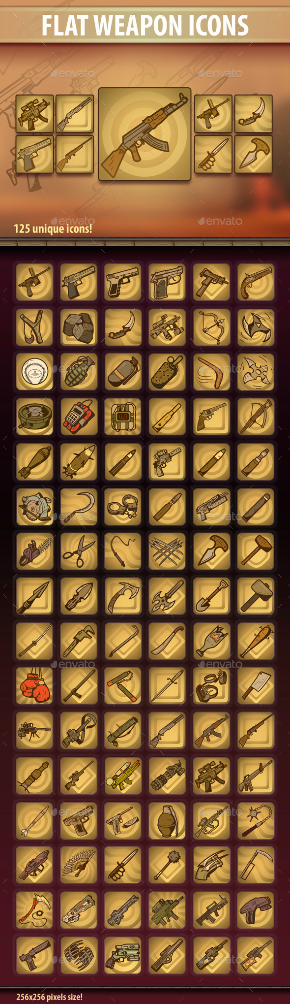 Flat Weapon Icons - Miscellaneous Game Assets