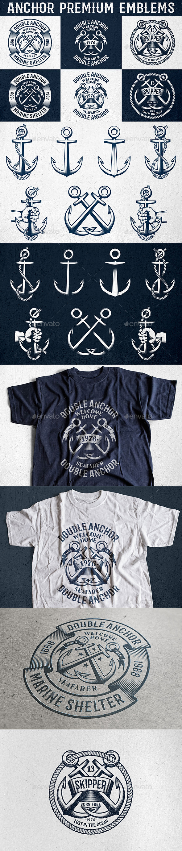 Anchor Premium Emblems - Tattoos Vectors