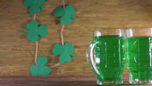 St. Patrick's Day. Green Beer And Clover.