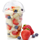 fresh fruit pieces salad in plastic cup Stock Photo by magone