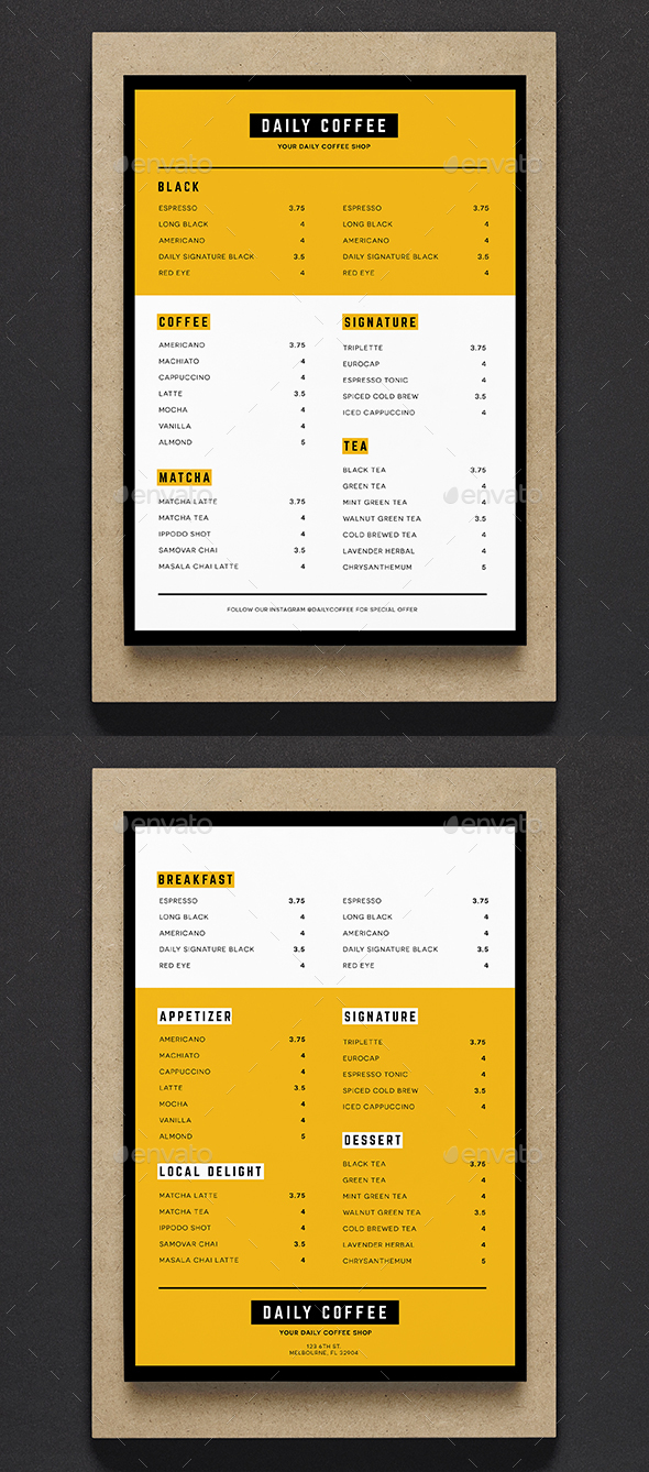 Simple Coffee Shop Menu - Restaurant Flyers