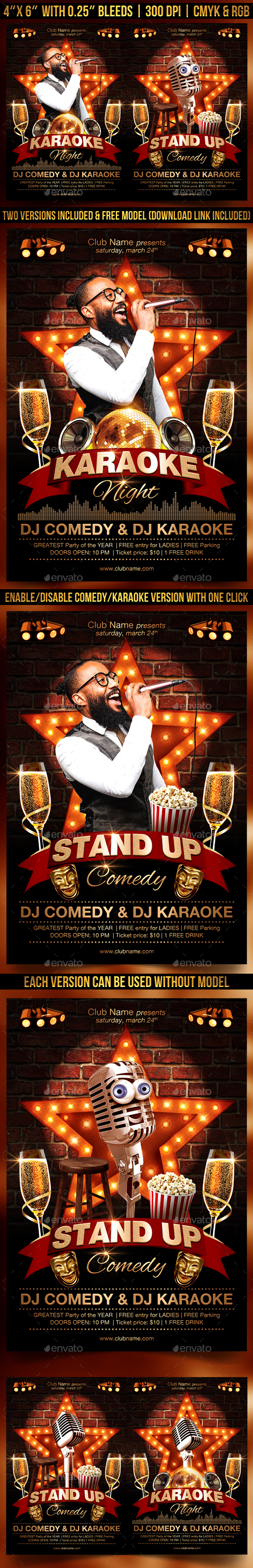 Karaoke and Comedy Flyer - Clubs & Parties Events